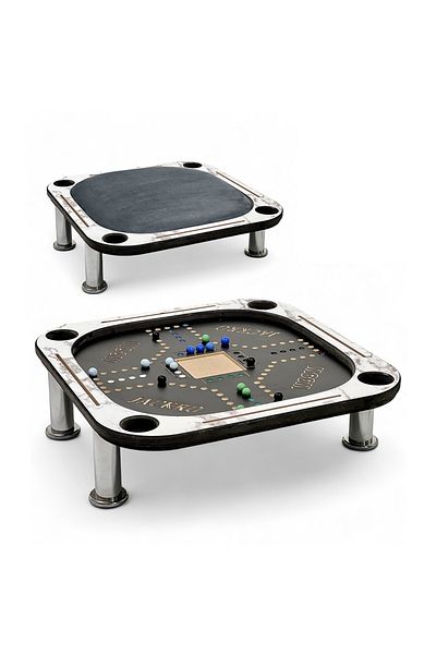 ALBADER 2 In 1 Floor Wooden Ploot Play Cards Table with Jackaroo Wooden Board Game, 60*60 Cm