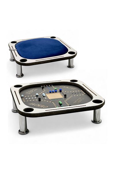 ALBADER 2 In 1 Floor Wooden Ploot Play Cards Table with Jackaroo Wooden Board Game, 60*60 Cm
