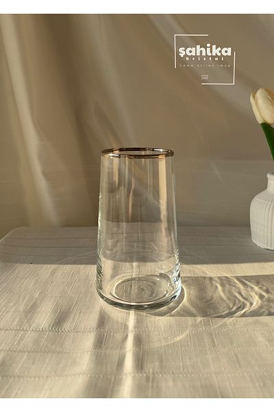 Şahika Kristal cama atılan imza Set of 6 Vera Platinum Soft Drink Glasses