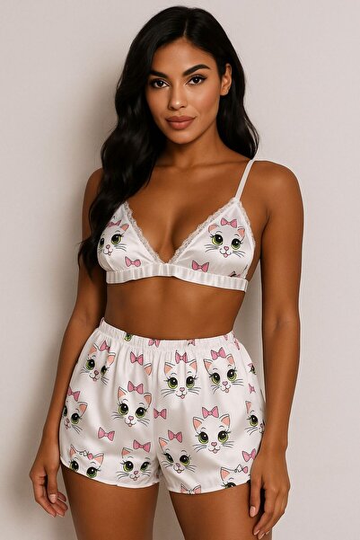 Purelove Secret Saten Rahat 2'li Sütyen Şort Takım-Gecelik