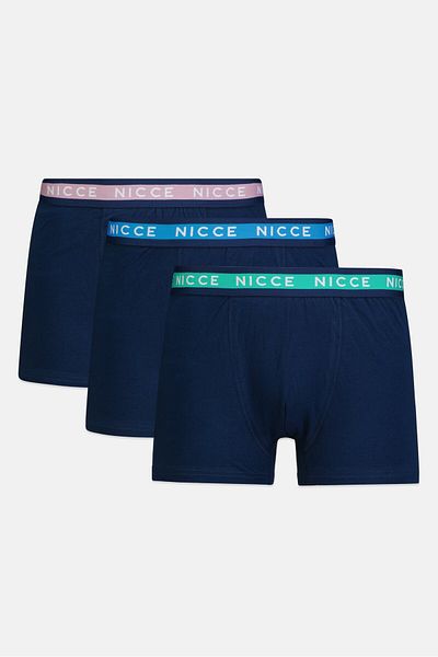 Nicce Men 3 Pack Brand Logo Boxers, Navy