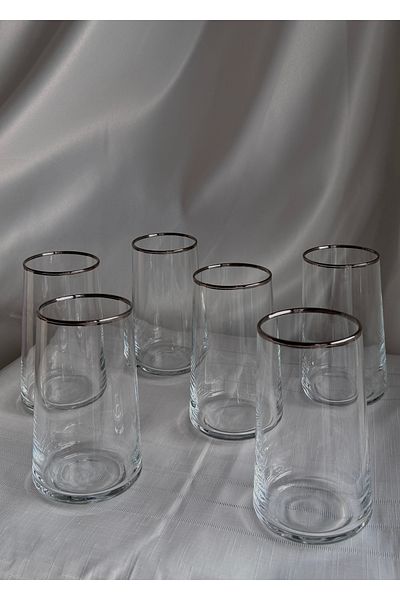 Şahika Kristal cama atılan imza Set of 6 Vera Platinum Soft Drink Glasses