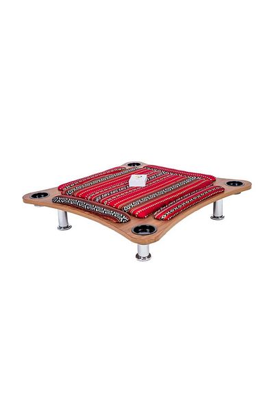 ALBADER Floor Wooden Ploot Play Cards Game Table Med-Size, Curved Wood Baloot Mid-Size 80 * 80