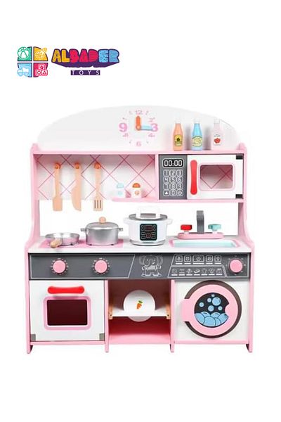 ALBADER Wooden Kitchen Set Toy, Kitchen for Kids WIth Oven, Kids Kitchen Playset With Cook Food
