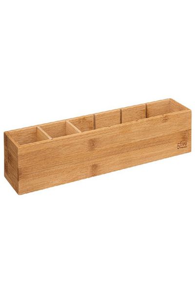 Five Simply Smart Tidy 3-Bin Bamboo Modular Space Saving Storage Organizer