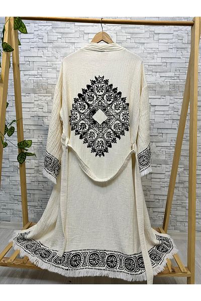Befera Design Muslin Kimono 100% Cotton Ethnic Printed Patterned Bathrobe Kaftan Dressing Gown
