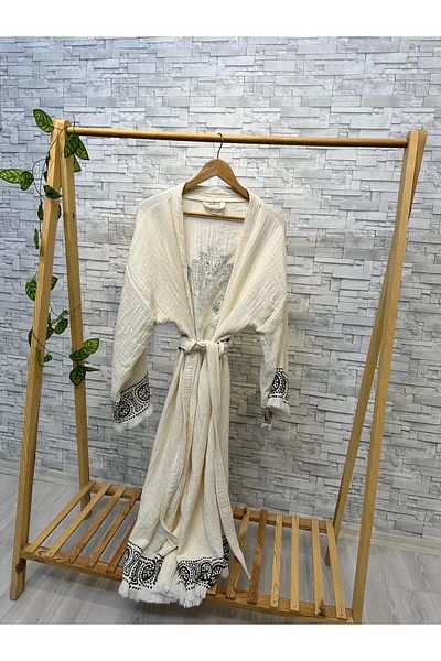 Befera Design Muslin Kimono 100% Cotton Ethnic Printed Patterned Bathrobe Kaftan Dressing Gown