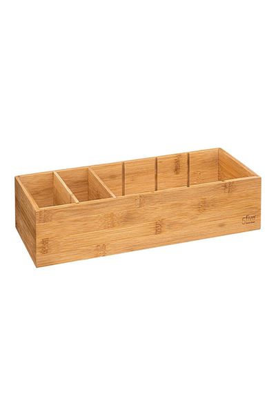 Five Simply Smart Tidy 3-Bin Space Saving Bamboo Storage Modular Organizer