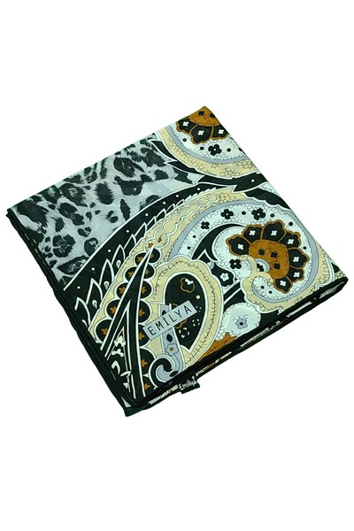 mim eşarp Κασκόλ Emilya Fres Crepe Leopard με σχέδιο 90x90 cm