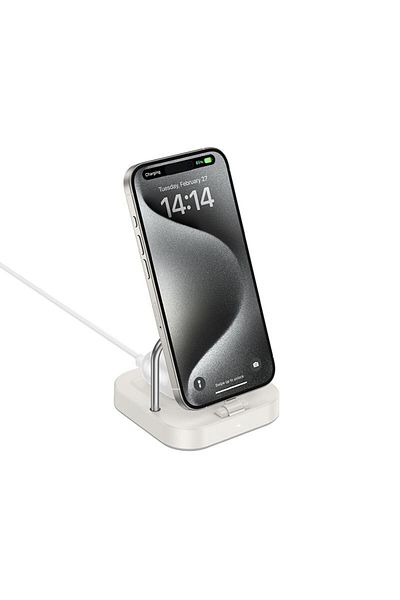 REDz Accessories Phone and Headphone Charger, Hoco CQ16B, Type-C + Wireless Charging, 5W, 3A, 30W, Milky White