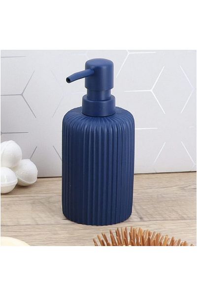 Tendance Elegant Design Polyresin Round Soap Dispenser Matte Navy Blue 230ml