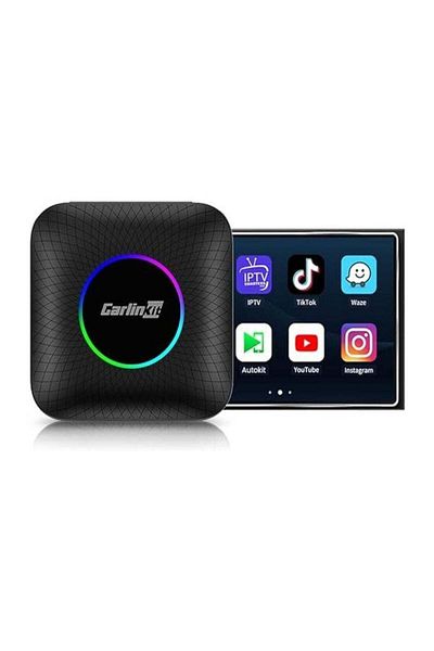 carlinkit أندرويد 13، صندوق Ai LED، كوالكوم، 4+64 جيجابايت، محول 3 في 1 مع شبكة خلوية 4G، جوجل بلاي