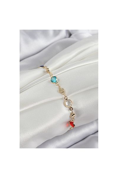Skygo Brass Mixed Color Zircon Stone Gold Color Women's Bracelet - Tj-Bb7051