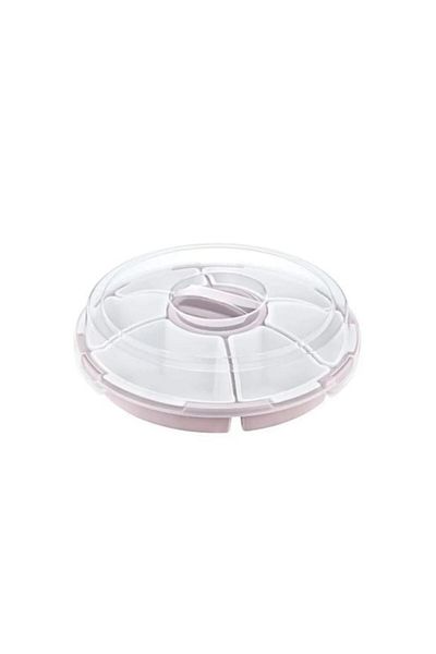 Şener collection 7 Compartment Nut and Snack Presentation Plate with Rotating Lid – Organizer with Transparent Lid