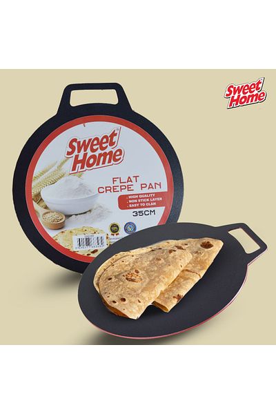Sweet Home Nonstick Flat Crepe Pan 35cm, Durable Aluminum Griddle for Perfect Dosas, and Tortillas