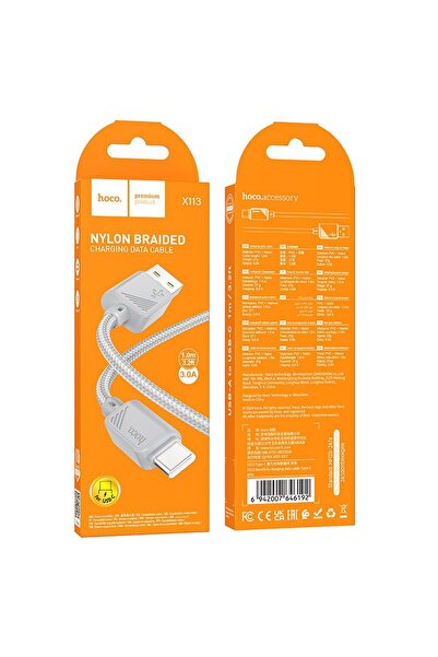 REDz Accessories Καλώδιο USB-A σε USB-C, 3 A, Hoco X113, 1m, Γκρι