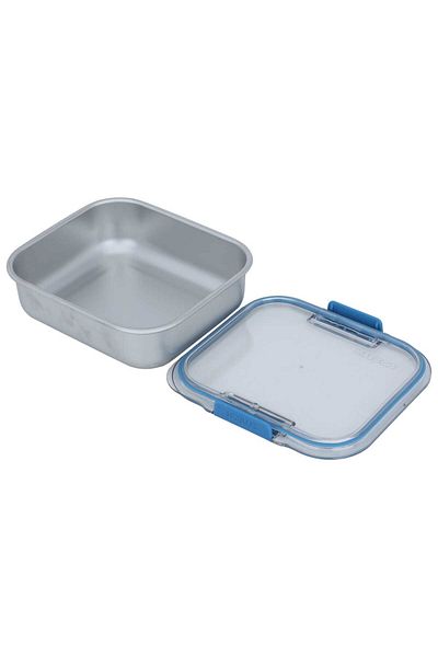 Alsaif Gallery Smesh Stainless Steel Food Container, 600ml / 20.28 inch, Square with Lid - Silver