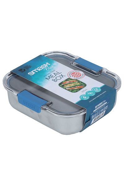 Alsaif Gallery Smesh Stainless Steel Food Container, 600ml / 20.28 inch, Square with Lid - Silver