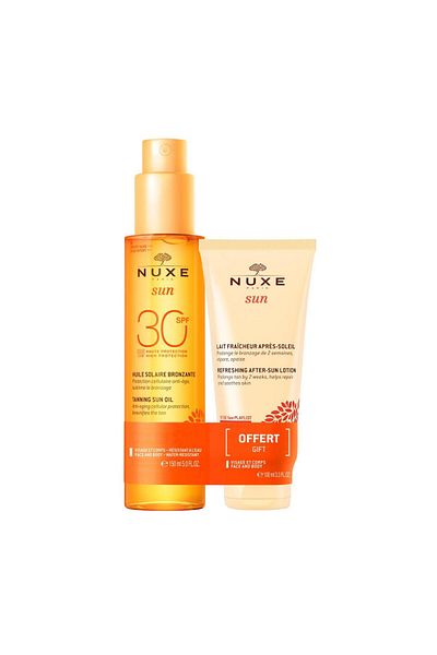 Nuxe Sun Package – Anti-aging Tanning Oil Spf 30, 150 ml Soothing After-sun Lotion, 100 ml