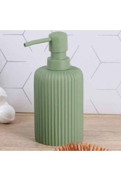Tendance Elegant Design Polyresin Round Soap Dispenser Matte Green 230ml