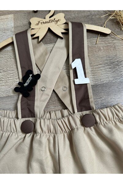 Feriatolye Teddy Bear Concept 1 Year Old Beige Coffee Salopet