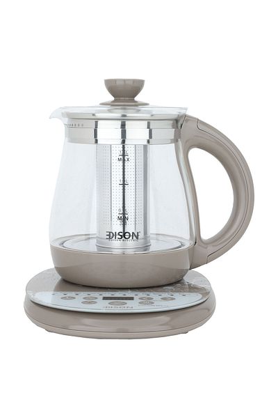 Edison Glass Water Kettle with Electronic Base Edison, 950-800W, 1.8L, G118E - Beige Transparent