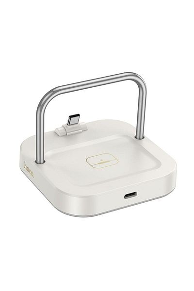 REDz Accessories Phone and Headphone Charger, Hoco CQ16B, Type-C + Wireless Charging, 5W, 3A, 30W, Milky White