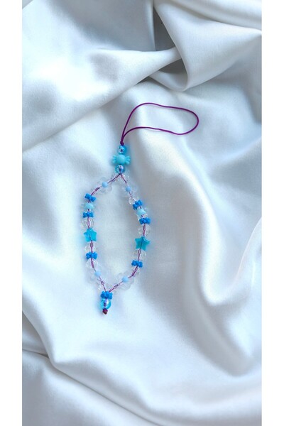 Brenida Blue Candy Pack, Star and Flower Beaded Phone Charm