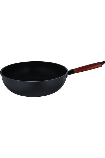 ROCKY Tefal Rocky Deep Frypan, 32 cm, Brown Handle - Black
