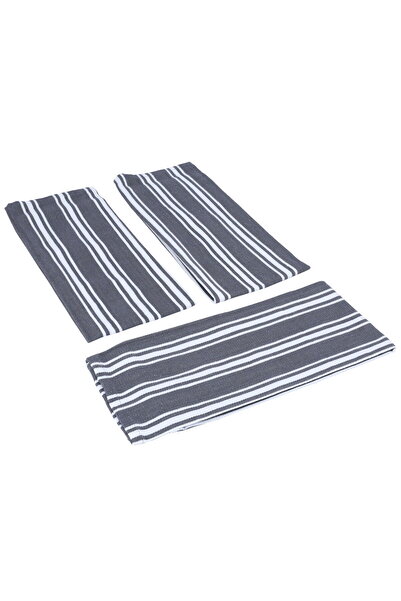 Generic Al Saif Gallery Fiber Towel Set, 3 Pieces - White and Gray