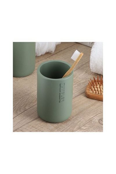 Tendance Round Shaped Durable Round Polyresin Bathroom Tumbler Khaki Green