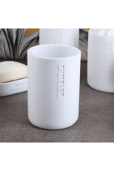 Tendance Loudis High Quality Durable Round Polyresin Bathroom Tumbler Matte White 350ml