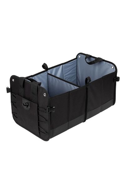 Cat Large Compartments Zipper Closure Foldable Car Trunk Organizer with Carrying Handle Black