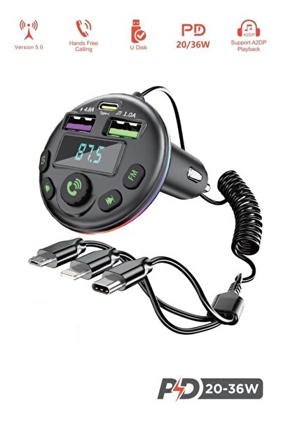 Başkenttekno G14 36W PD Şarj Özellikli Dijital Göstergeli Bluetooth Fm Transm...