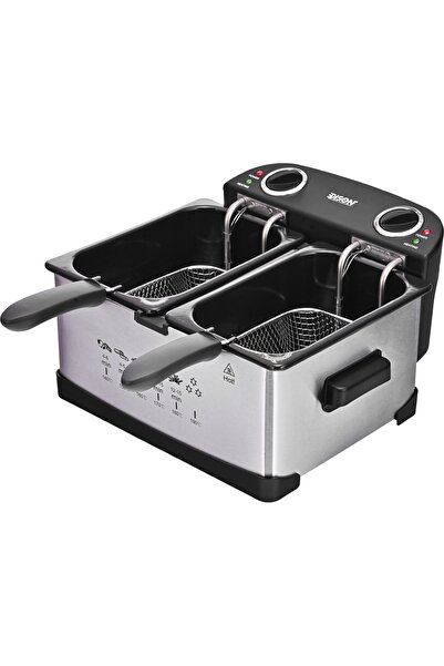 Edison Dual Electric Oil Fryer, 2400W, 5L, 2 Fryer Baskets, 2 Covers, ZS-DF50...
