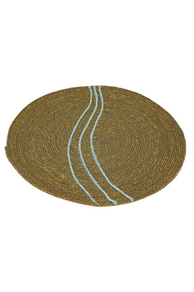 Generic India Al Saif Gallery wicker tablecloth, 33 cm, cyan line - beige