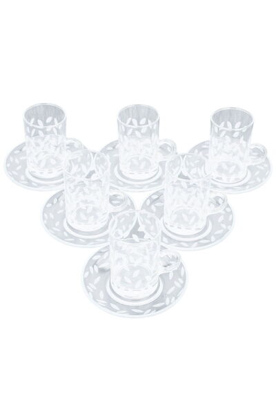 Alsaif Gallery Set of Glass Tea and Coffee Cups Al Saif Gallery, 18 pieces - Transparent