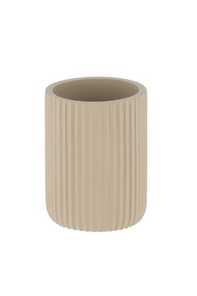 Tendance Round Shaped Matte Striated Polyresin Bathroom Tumbler Taupe