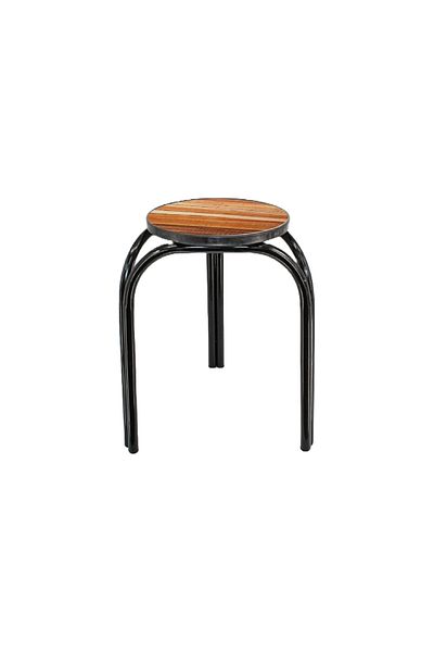rexa Backless Round Wooden Top Portable Stackable Stools with Metal Frame