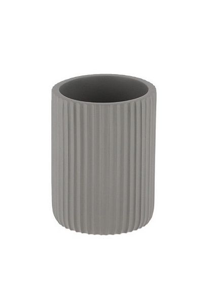 Tendance Round Shaped Striated Polyresin Bathroom Tumbler Grey