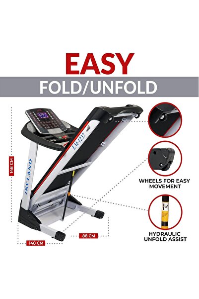 SKY LAND Semi Commercial Treadmill EM-1237, 7HP Peak with Auto Incline 20%, LCD Display, 150KG User Capacity