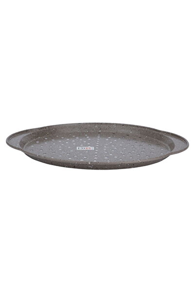 Alsaif Gallery Saif Gallery Granite Pizza Tray, 1.8 x 33 x 37 cm, Perforated, Round - Grey