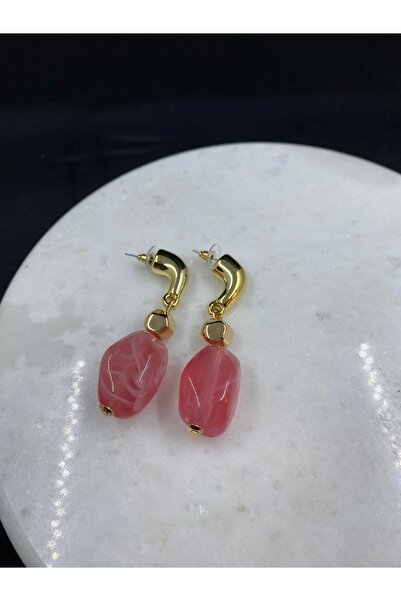 Byoz store أقراط من الحجر الملون المتدلي باللون الذهبي