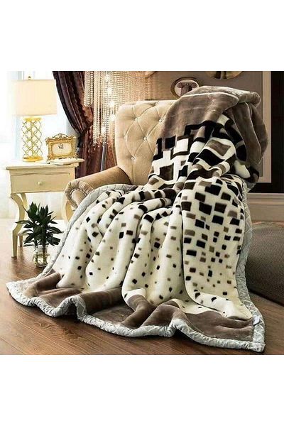 Sultan Sherpa Blanket 200 X 220 CM Geometric Queen for Gentle Winter (Polyester, CREAM)