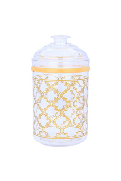 Generic علبة توابل بلاستيكية من معرض السيف، دائرية، محفورة بالذهب - شفافة