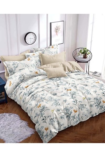 CHIRASO CHIRASO Linen, SUMMER Satin Cotton Fabric, Fitted Sheet 220x240 and Elastic 180x200, 4 Pillowcases