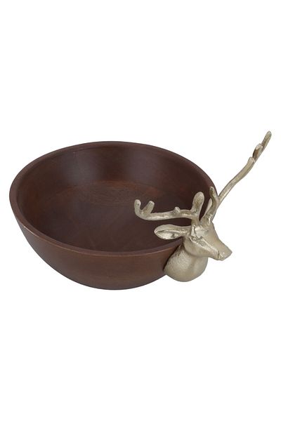 Alsaif Gallery Wooden Serving Bowl from Alsaif Gallery, 18x18x7 cm - Brown