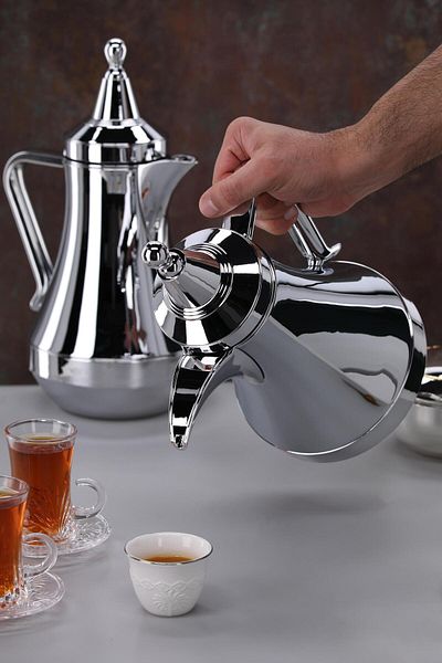 aljahwari 2-piece silver tea and coffee thermos set