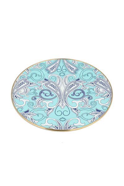 Generic Al Saif Gallery porcelain plate, 30 cm, engraved - blue