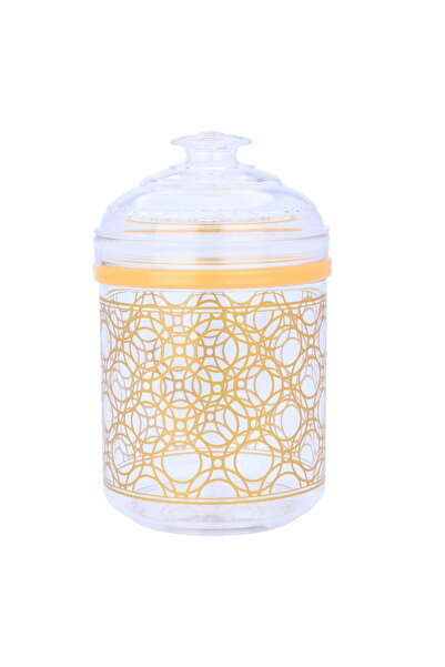 Generic Al Saif Gallery plastic container, 950 ml, golden embossed - transparent